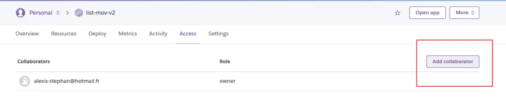 tutoriel ajouter collaborateur heroku 2