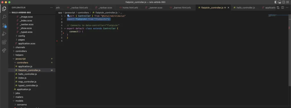 import flatpickr controller stimulus