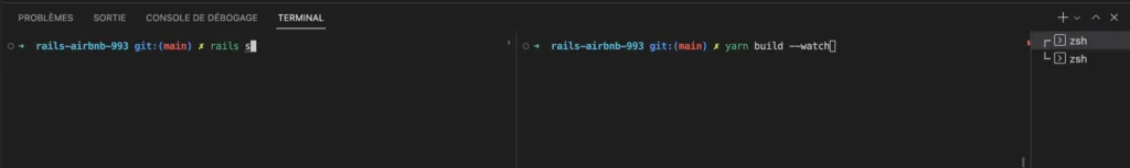terminale de commande vscode