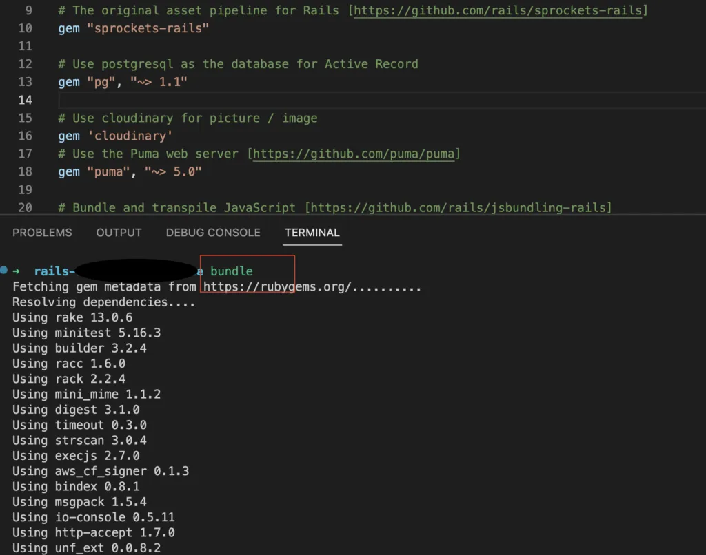 commande bundle rails