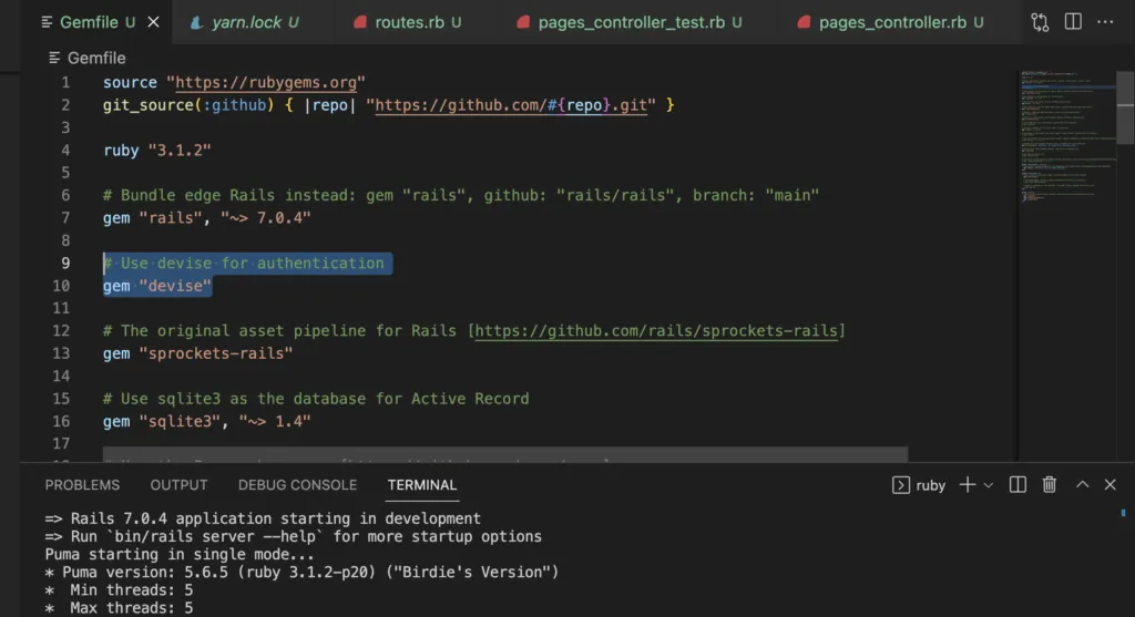 installer devise gem ruby on rails
