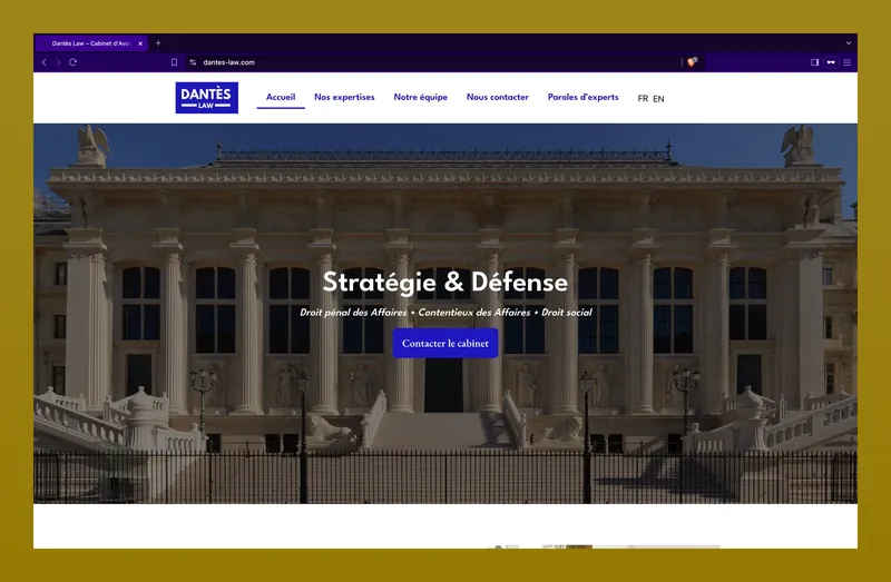 Page d'accueil du site Dantès Law réalisé par Alexis Stephan